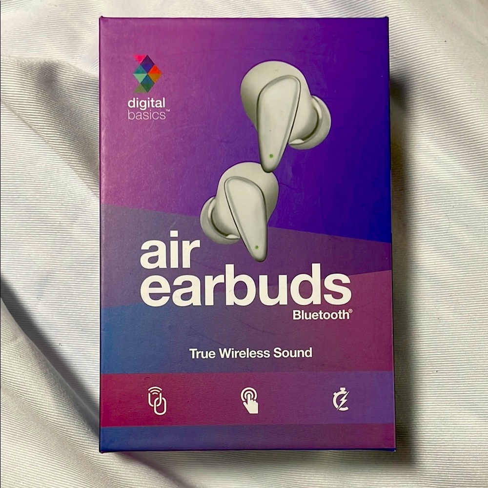 White Bluetooth Air Earbuds Digital Basics